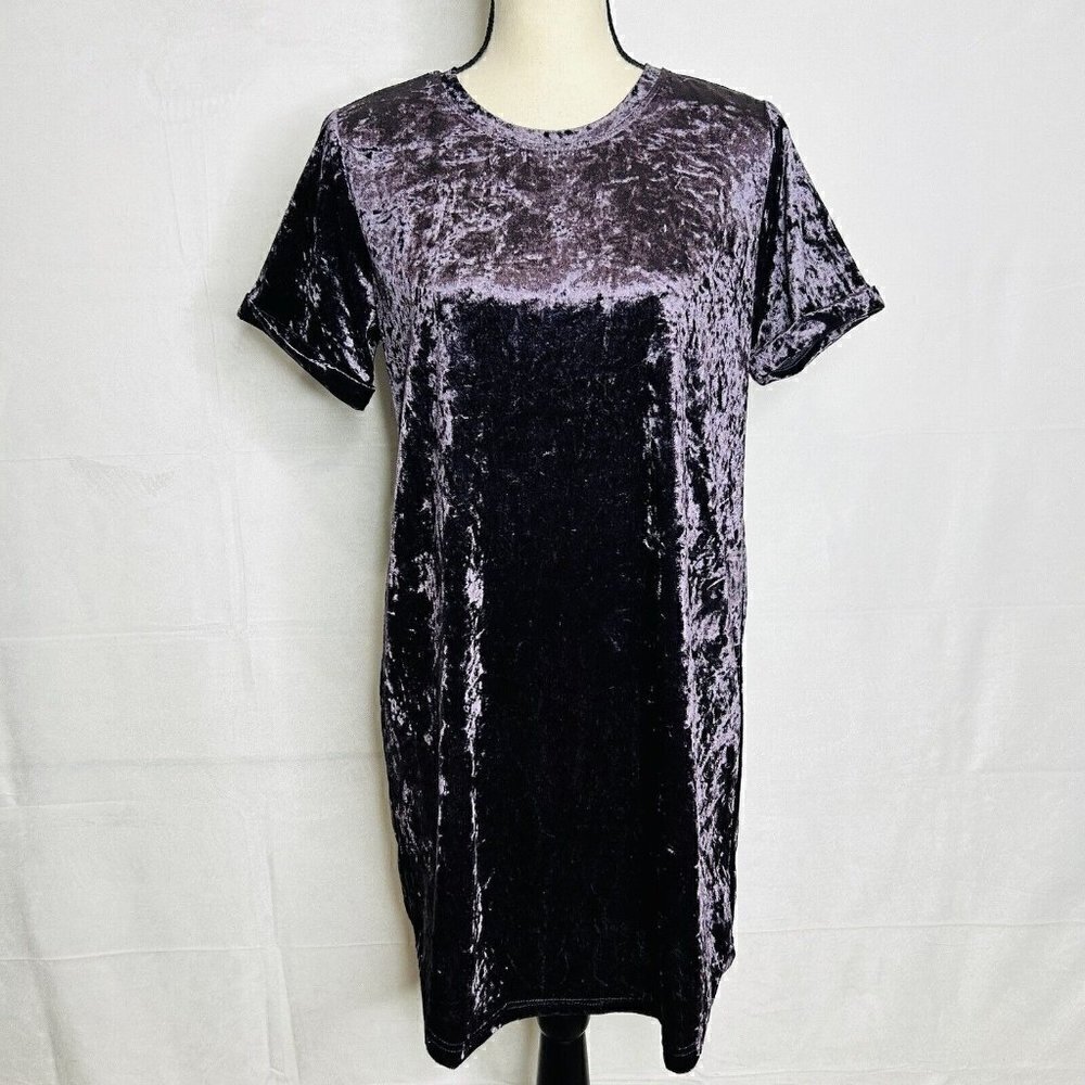 Ty Alexanderβs Boutique Purple Velour T-Shirt Sheath Short Dress Sz M